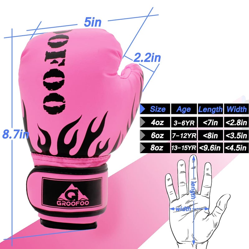 GROOFOO Kids Boxing Gloves 6oz Punching Gloves for Kids Youth Traning Gloves for Punching Bag Kickboxing Sparring Muay Thai MMA Fight Gloves - Image 3